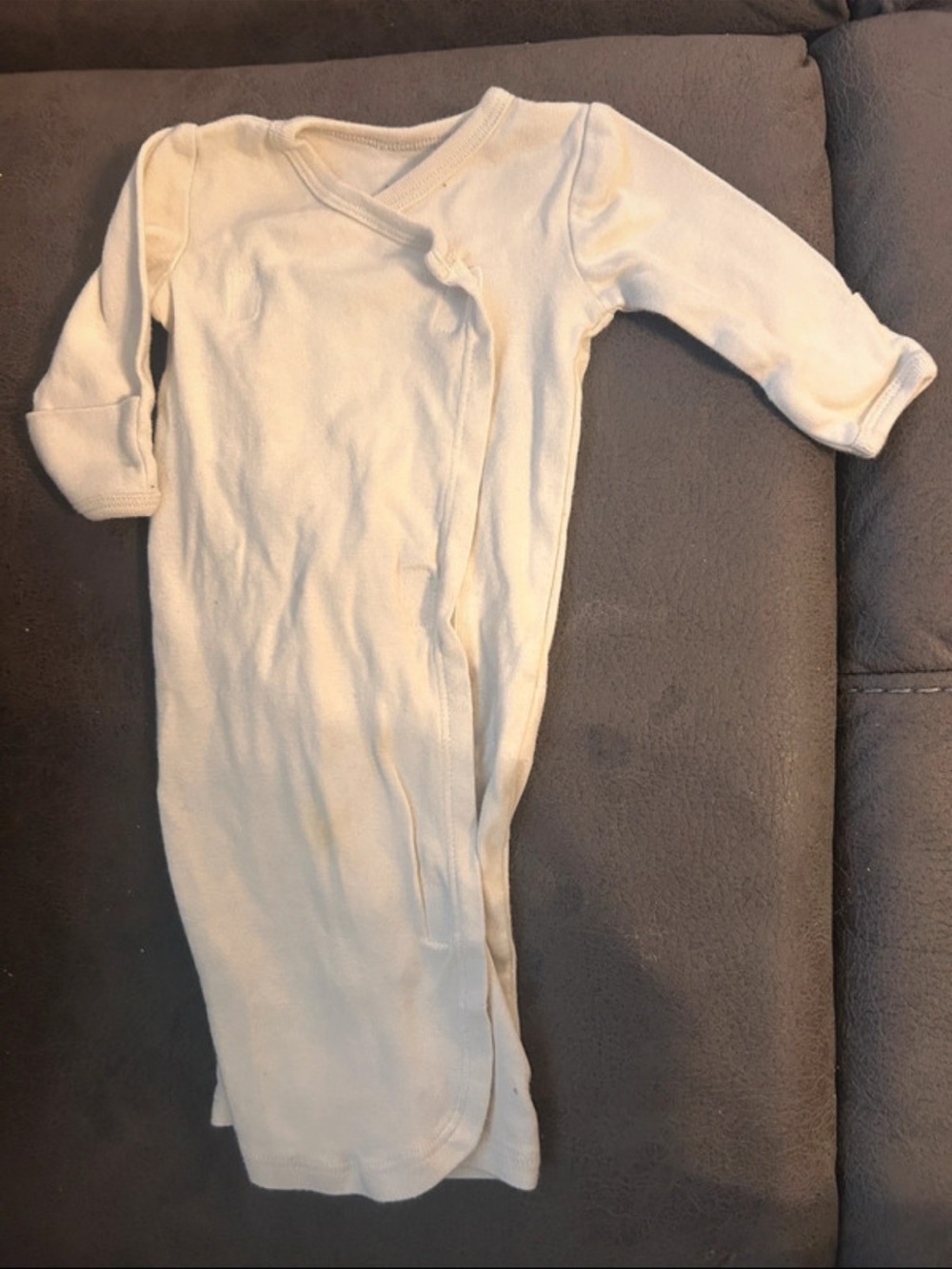 Soft Ivory Baby One-Piece Kimono Gown premie